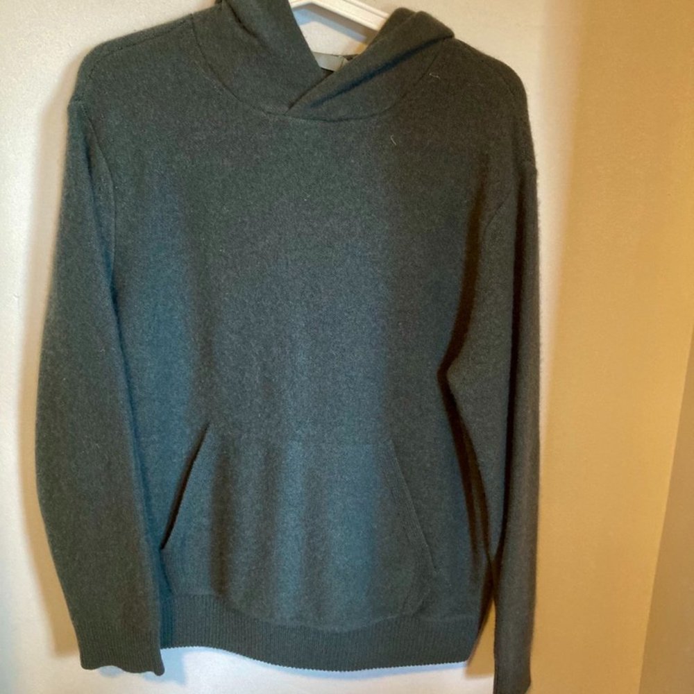 Dark Green Vince Cashmere Hoodie Sweater.